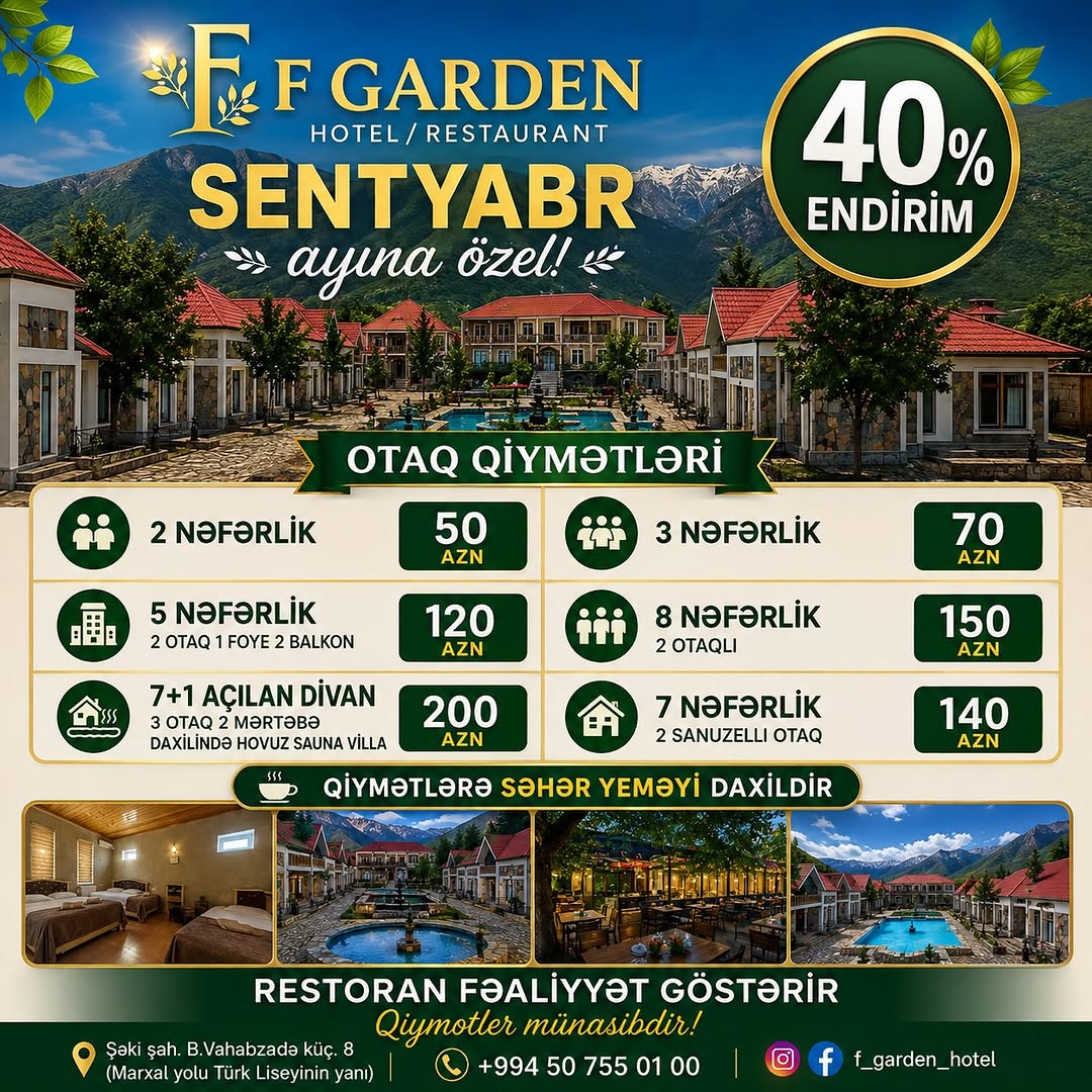 F Garden Restaurant - Ailəvi Restoran və Set Menyular