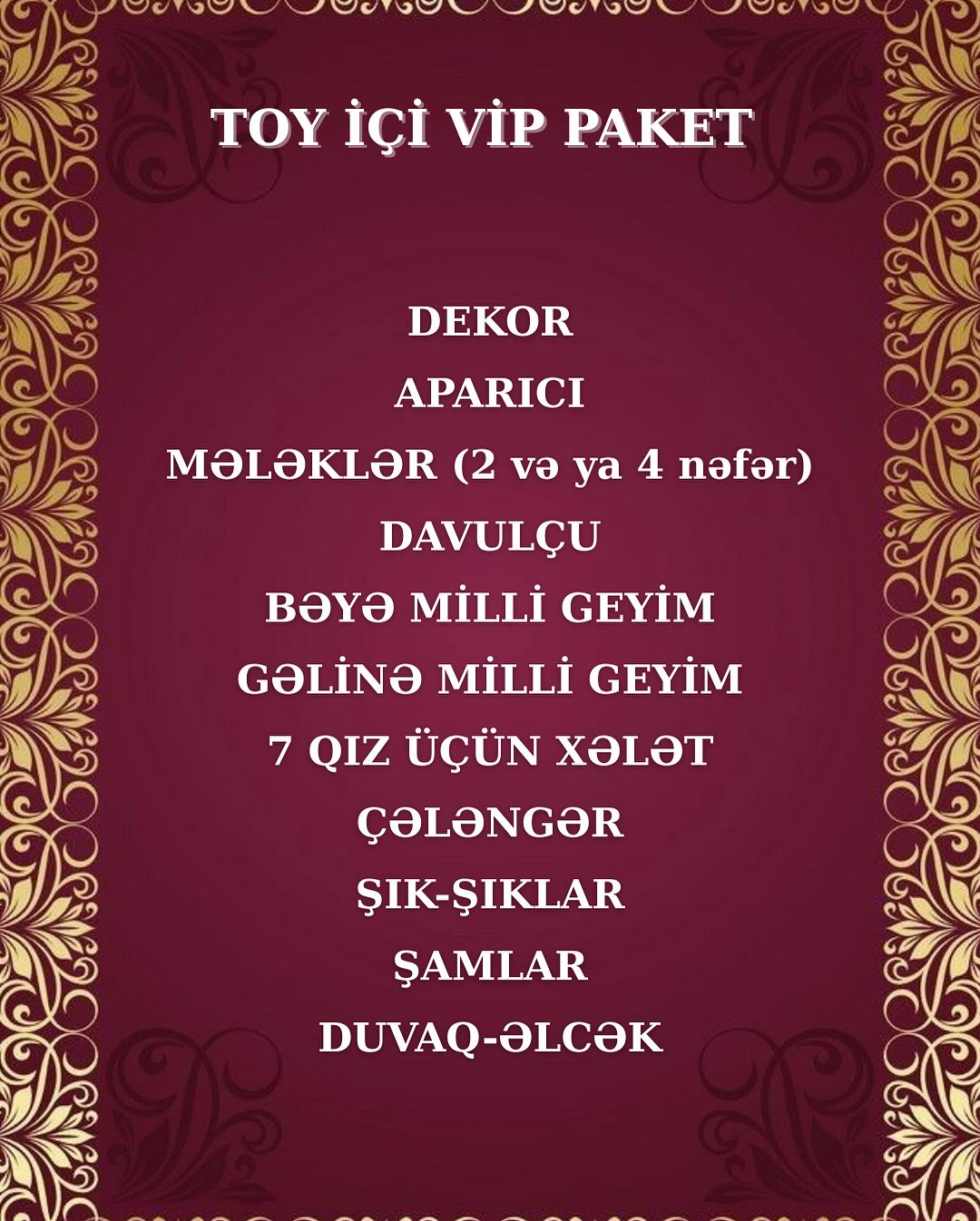 Xına Gecəsinin Kompleks Təşkili