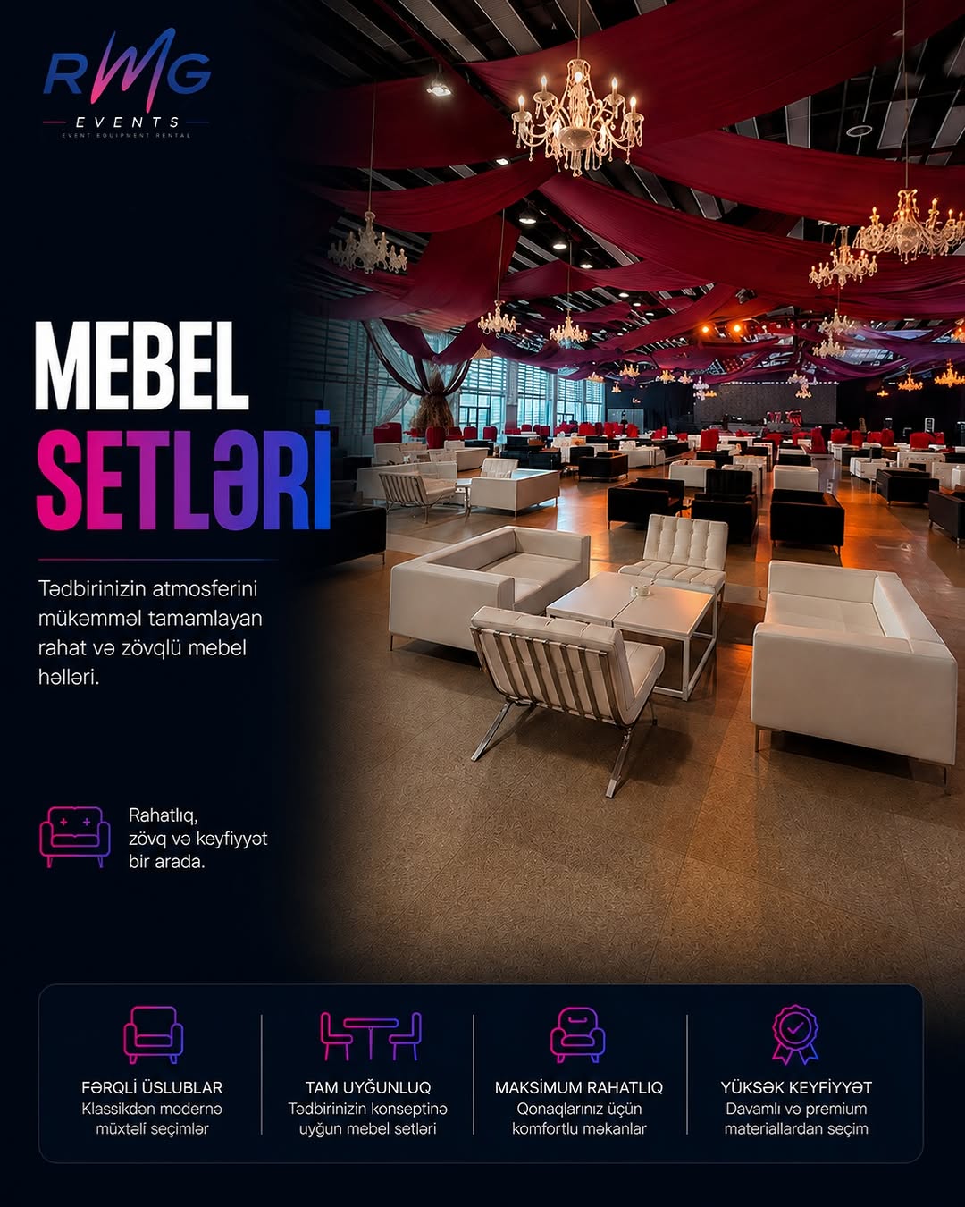 Tədbirlər üçün Mebel və Lounge Zonasının İcarəsi