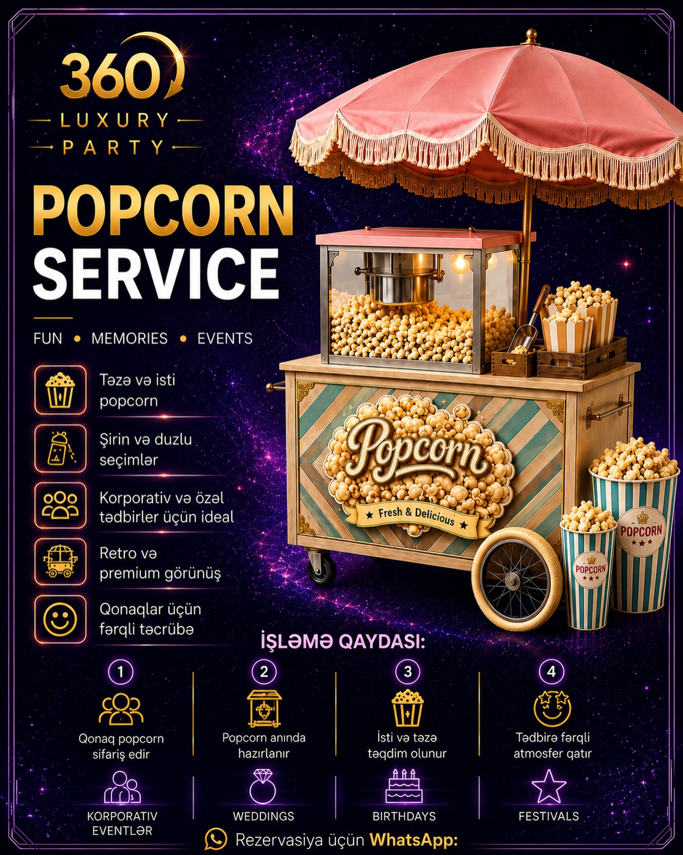 Şirin Pambıq Konfet və Popcorn Stend Xidməti