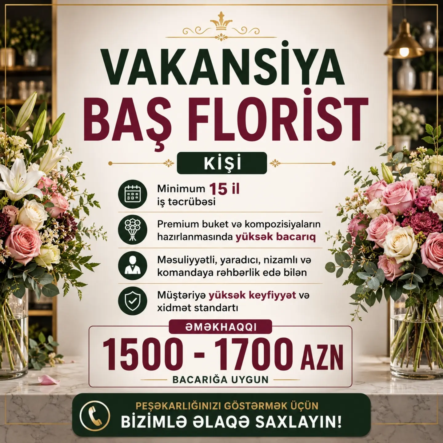 Ekvador Rozaları ilə Premium Buketlər