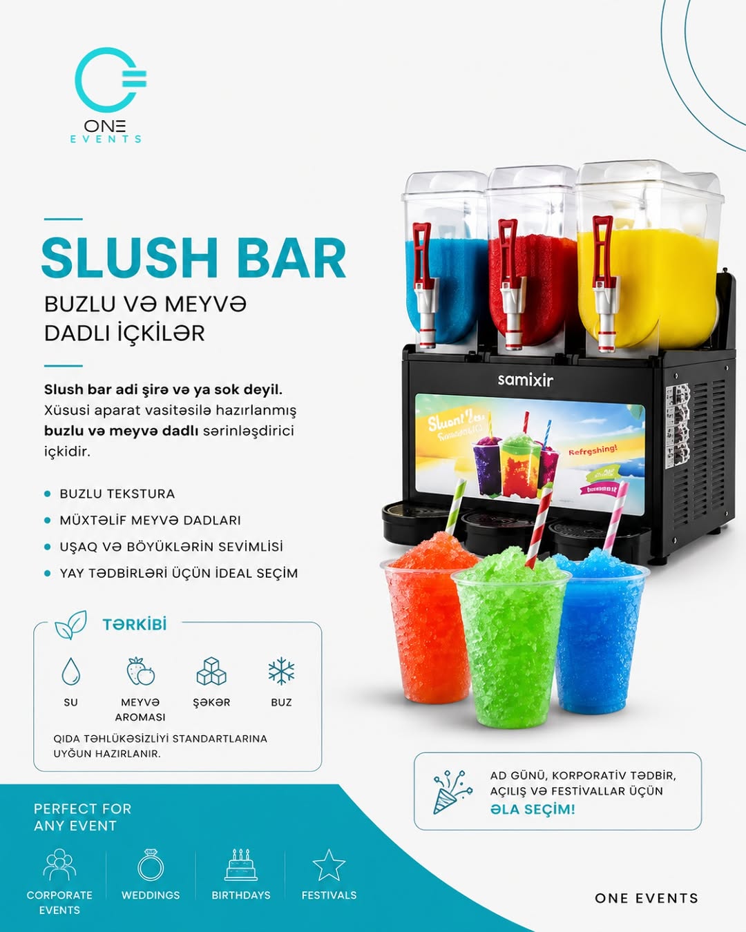 Snow Ice, Slush Bar, Popcorn və Cotton Candy Stendi