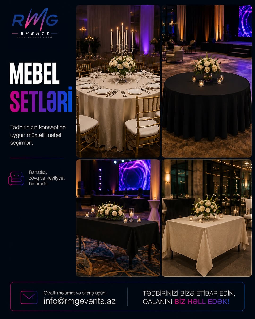 Tədbirlər üçün Mebel və Lounge Zonasının İcarəsi