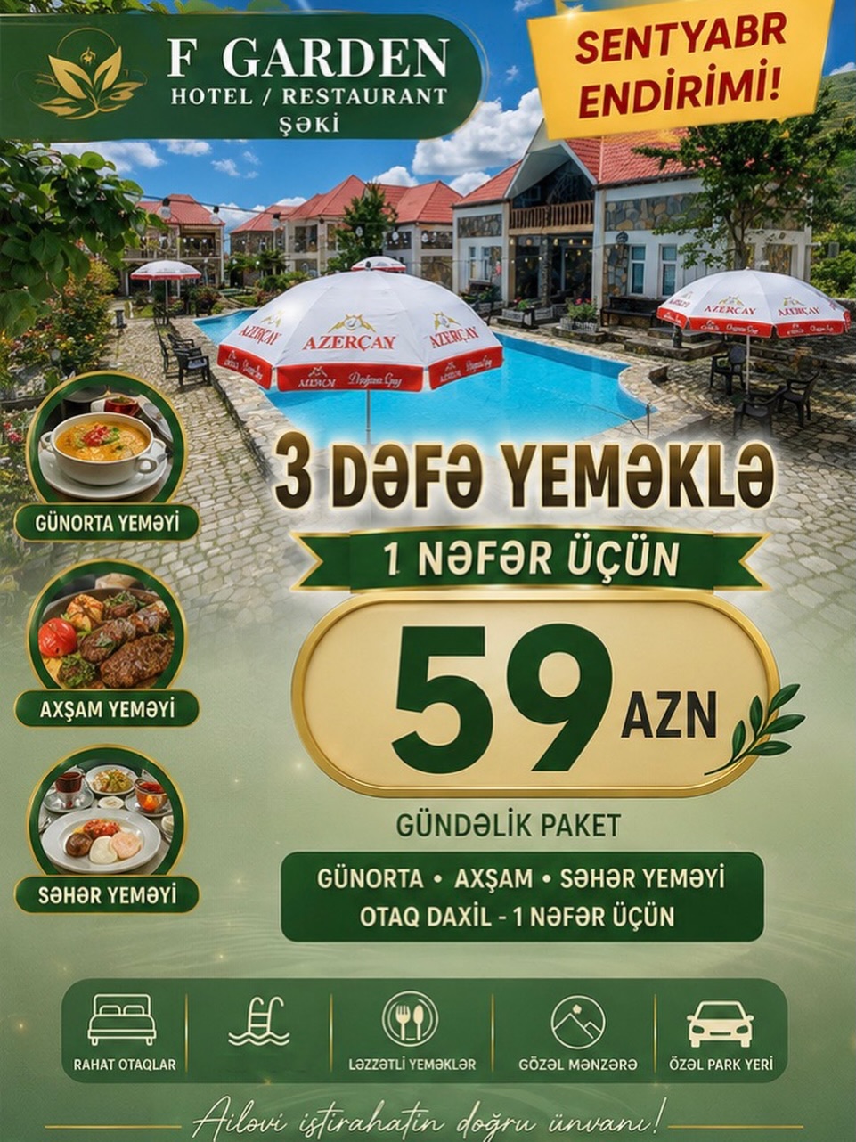 F Garden Restaurant - Ailəvi Restoran və Set Menyular