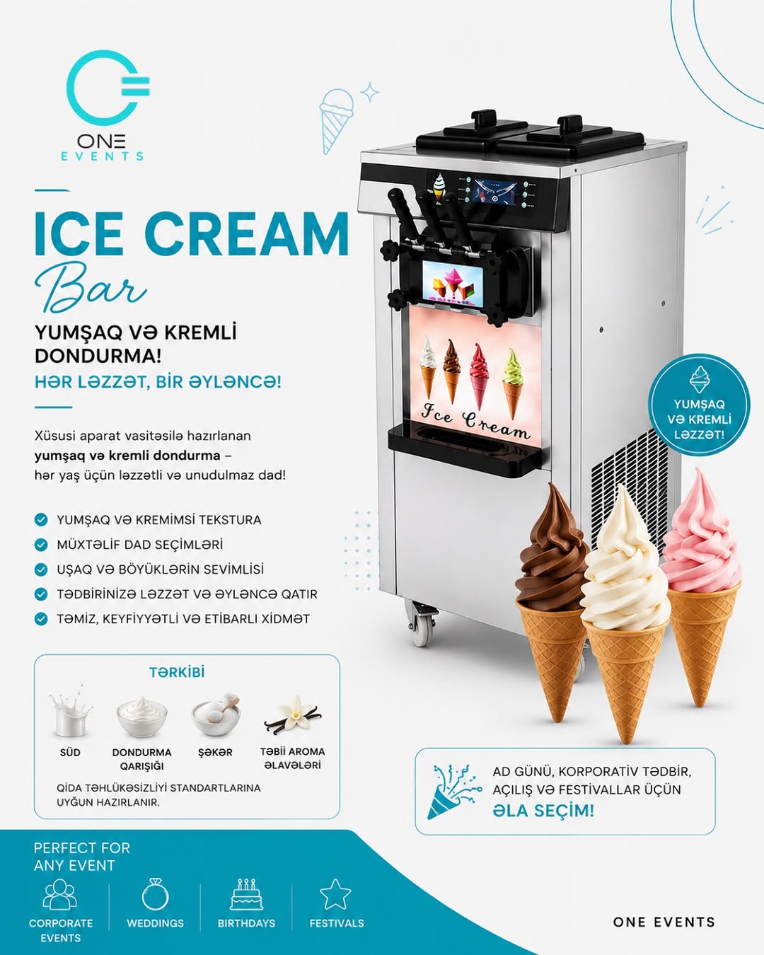 Snow Ice, Slush Bar, Popcorn və Cotton Candy Stendi
