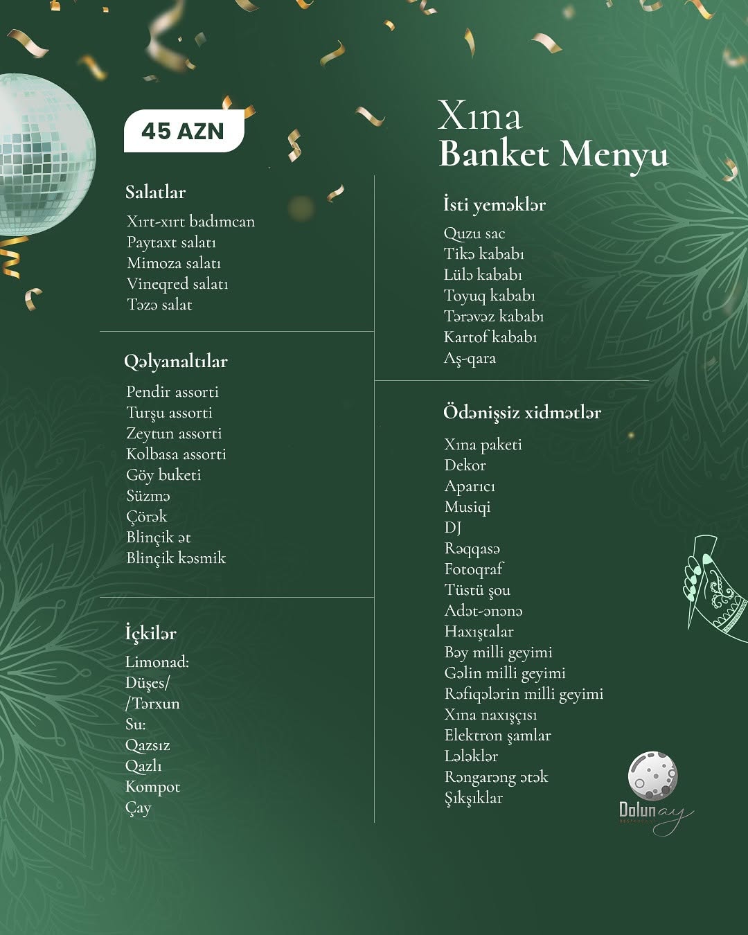 Xına gecəsi mərasimlərinin təşkili