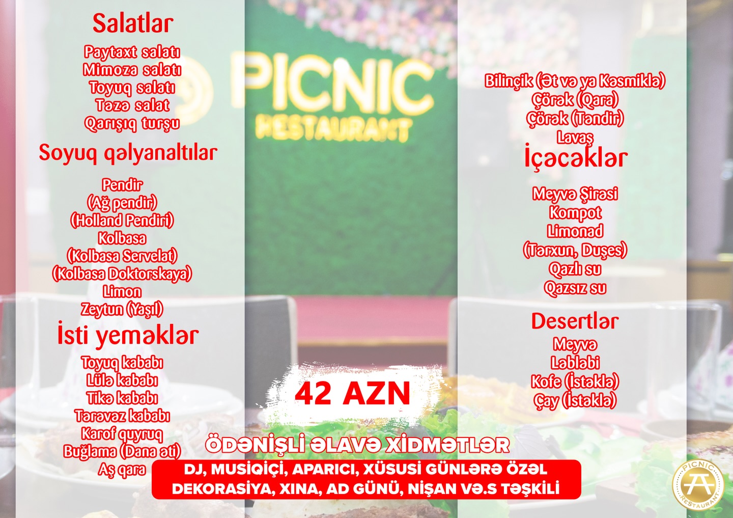 10 Nəfərlik Ailəvi Və Dostlar Banket Seti