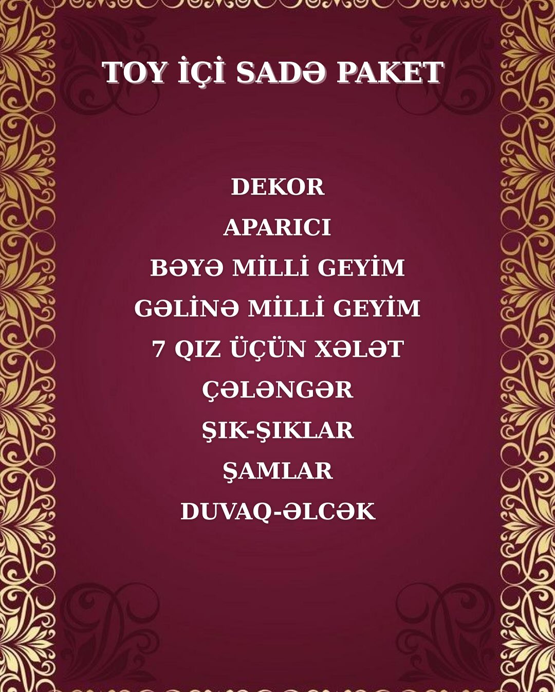 Xına Gecəsinin Kompleks Təşkili