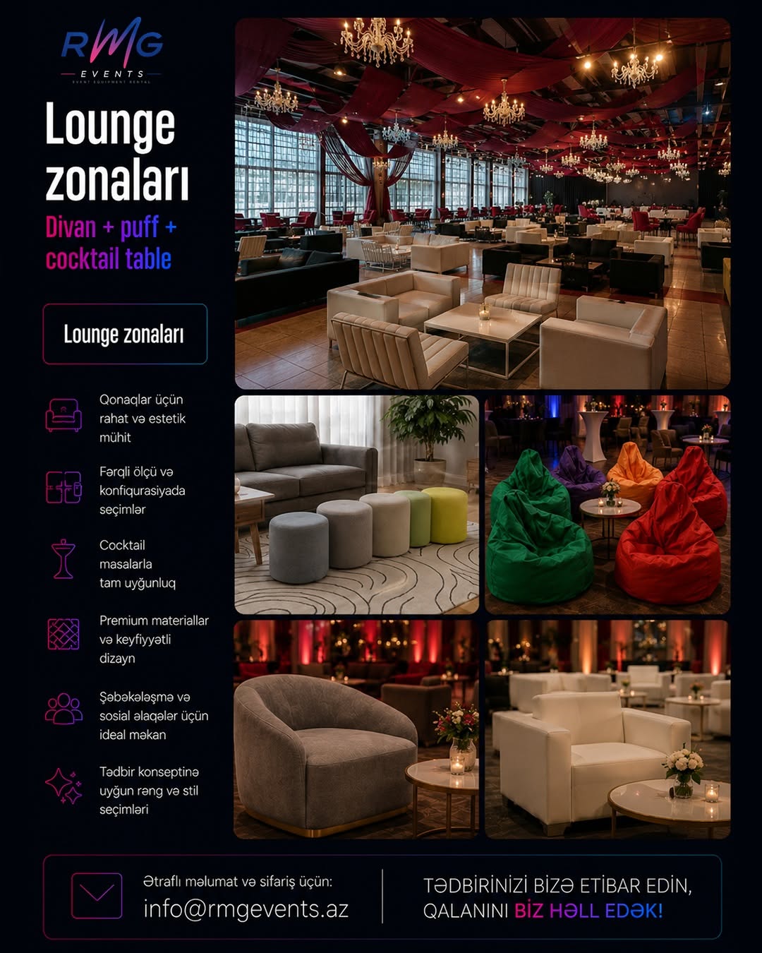 Tədbirlər üçün Mebel və Lounge Zonasının İcarəsi